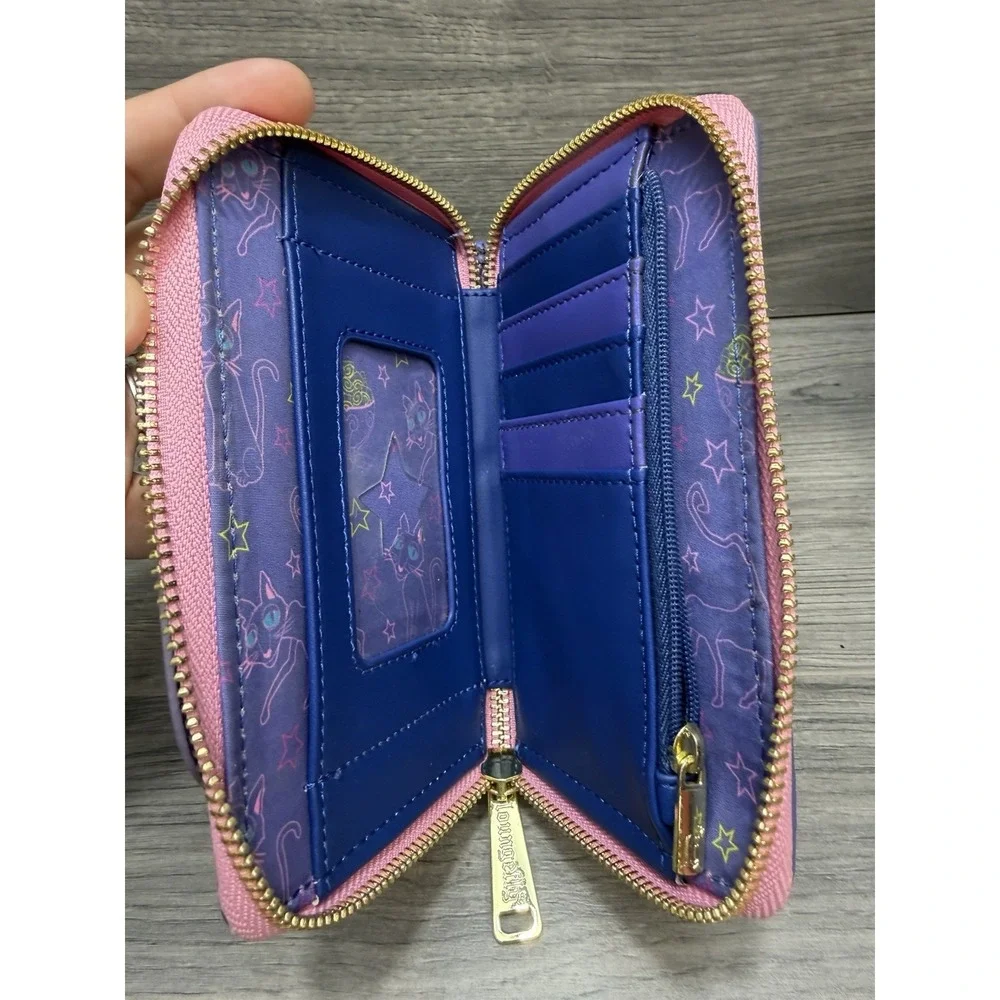 Coraline Loungefly Zip Around Wallet Glow In The Dark Pink Purple Functional